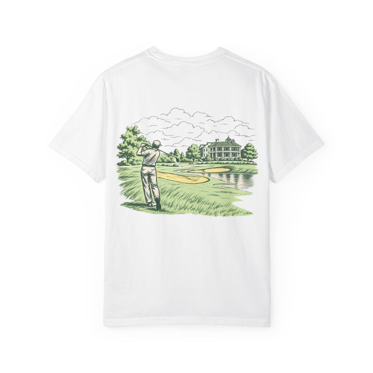 Saturday Golf Club T‑Shirt — Vintage Golf Course Illustration Tee — product photo