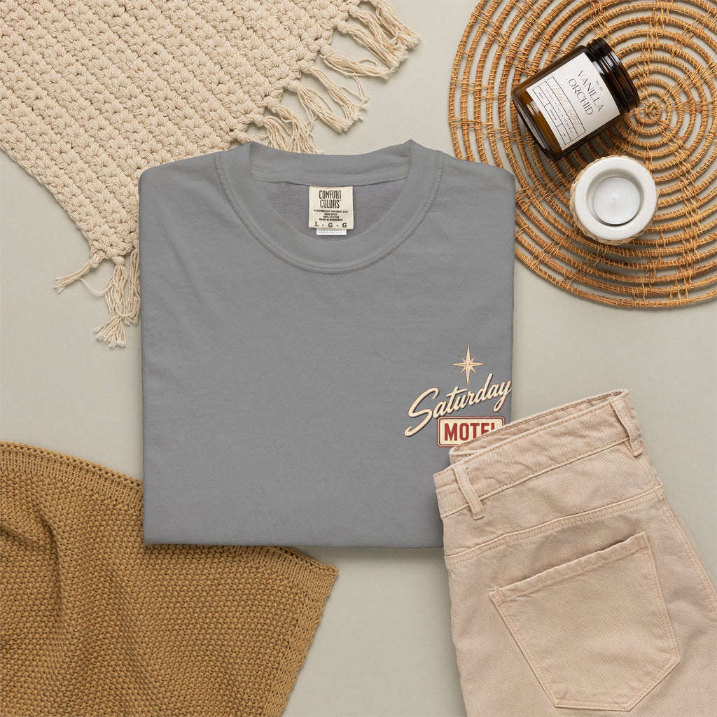 Saturday Motel T-Shirt — Vintage Roadside Sign Retro Tee — product photo