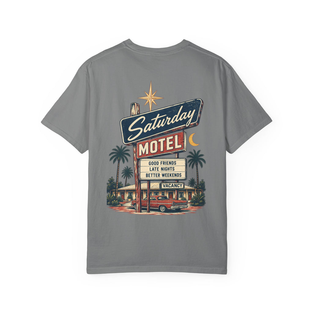 Saturday Motel T-Shirt — Vintage Roadside Sign Retro Tee — product photo