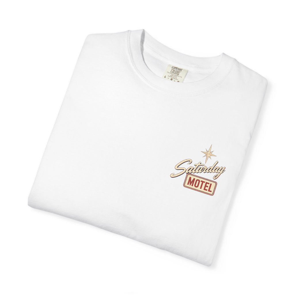 Saturday Motel T-Shirt — Vintage Roadside Sign Retro Tee — product photo