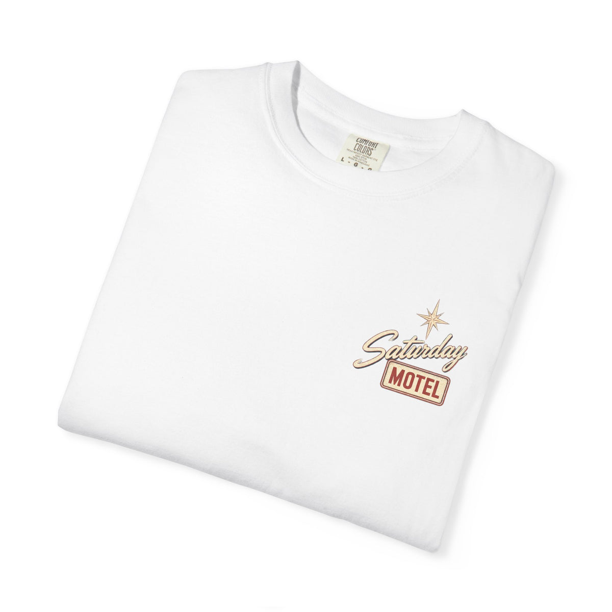 Saturday Motel T-Shirt — Vintage Roadside Sign Retro Tee — product photo