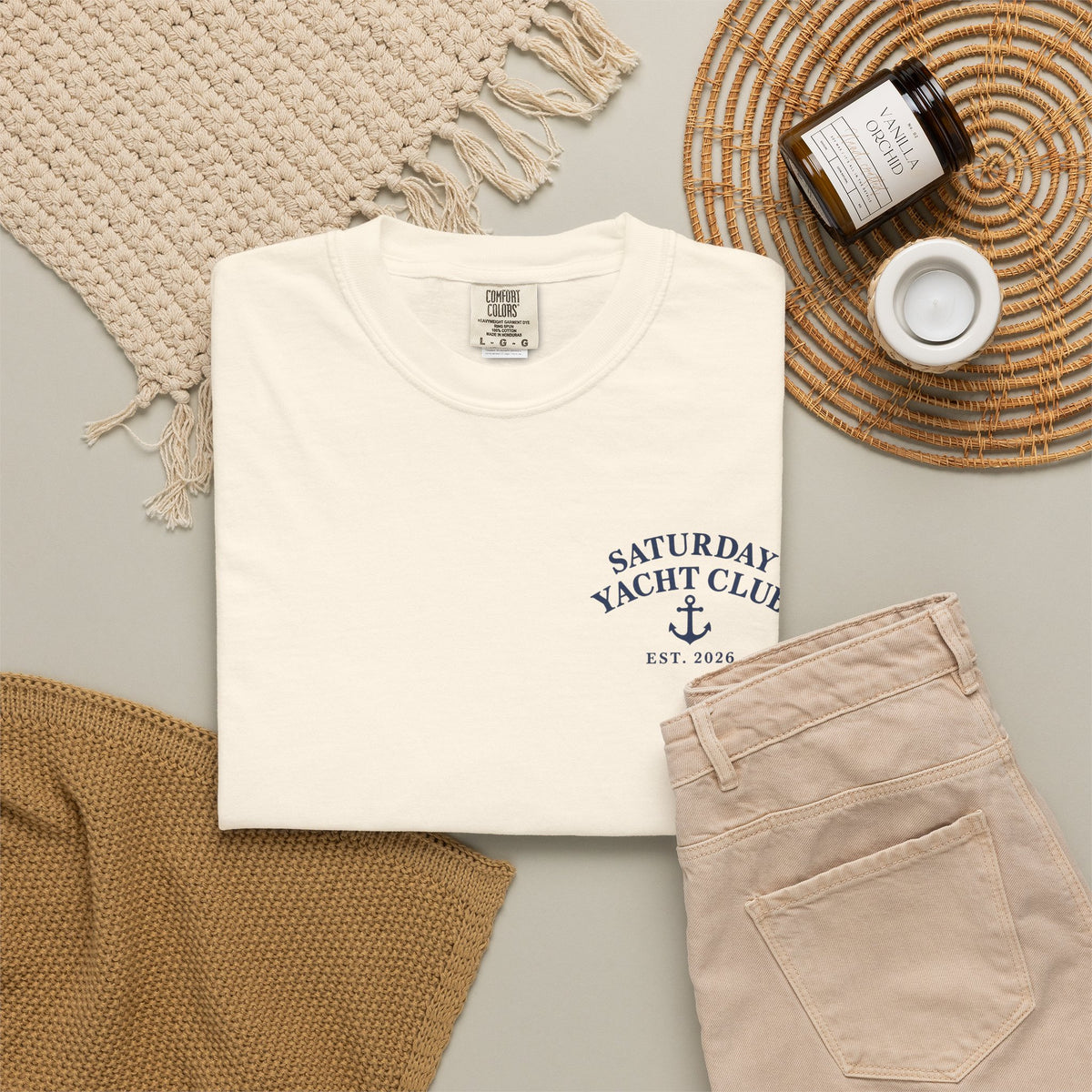 Saturday Yacht Club Sailboat T-Shirt — Nautical Vintage Harbor Graphic Tee — product photo