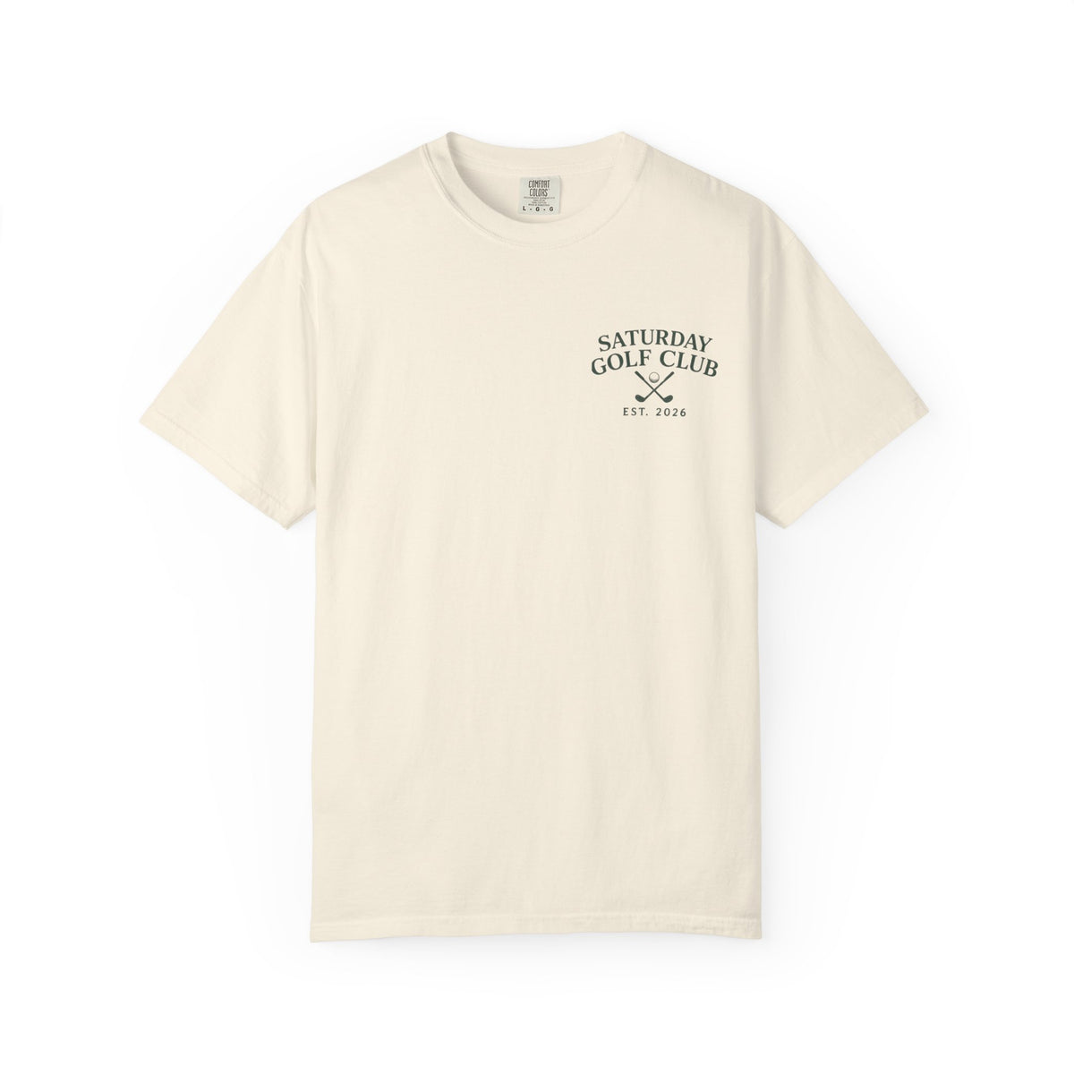 Saturday Golf Club T‑Shirt — Vintage Golf Course Illustration Tee — Ivory colorway