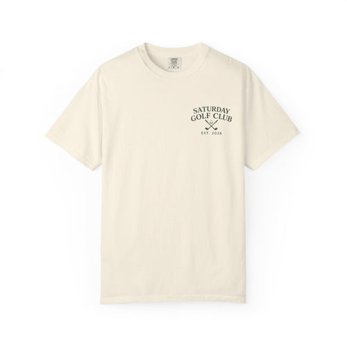 Saturday Golf Club T‑Shirt — Vintage Golf Course Illustration Tee — Ivory colorway