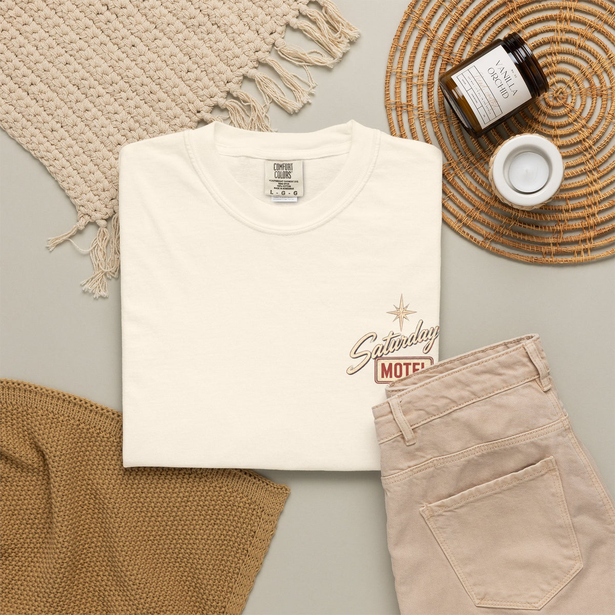 Saturday Motel T-Shirt — Vintage Roadside Sign Retro Tee — product photo