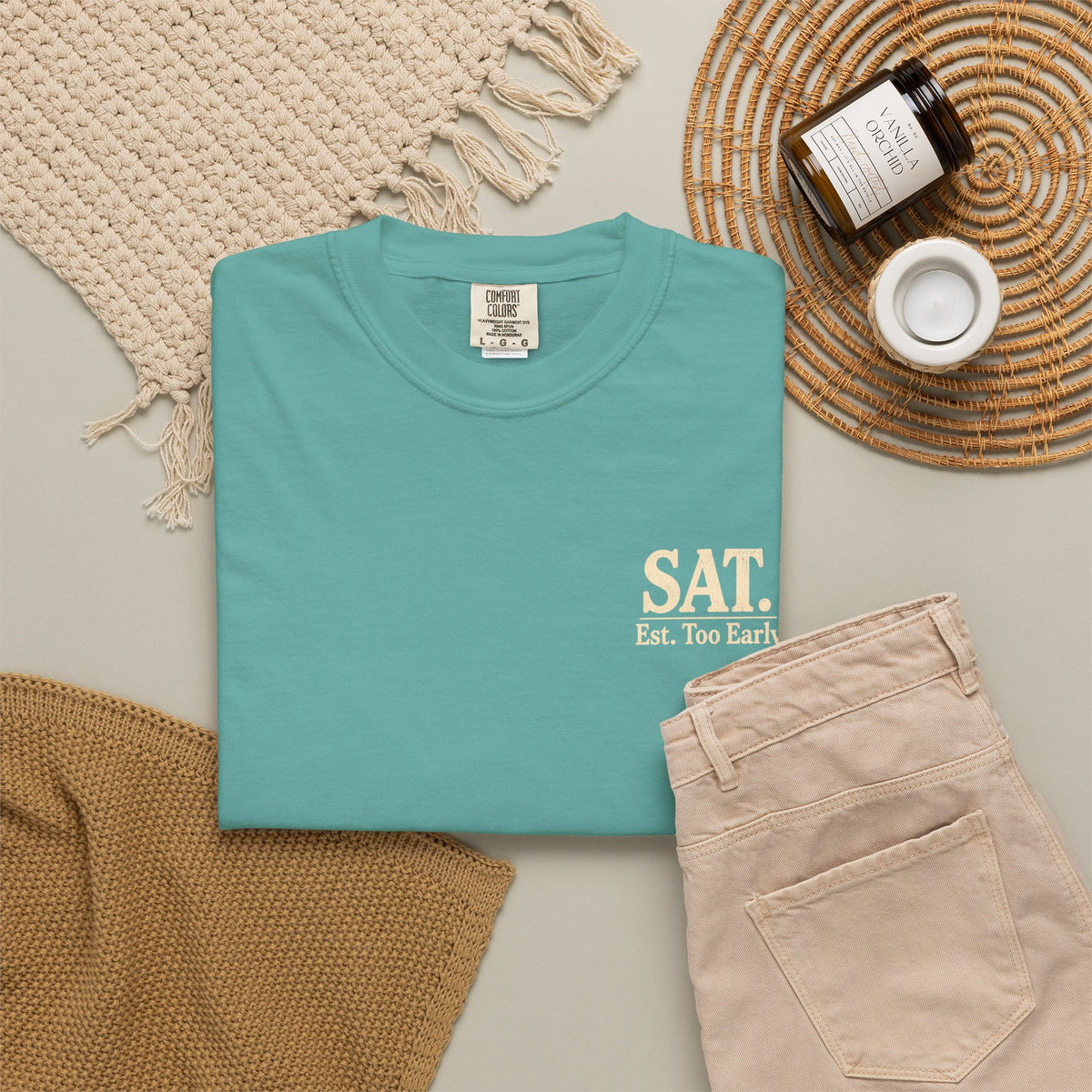 T-Shirt — "Saturday Started Thursday" Beach Sunset Tee — product photo