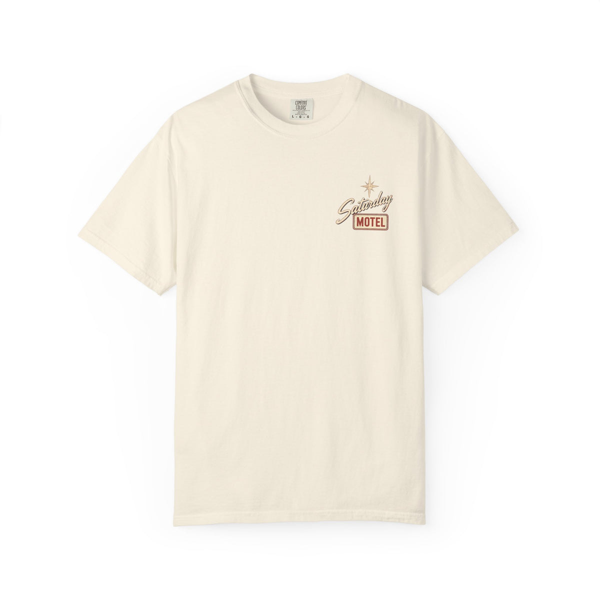Saturday Motel T-Shirt — Vintage Roadside Sign Retro Tee — Ivory colorway