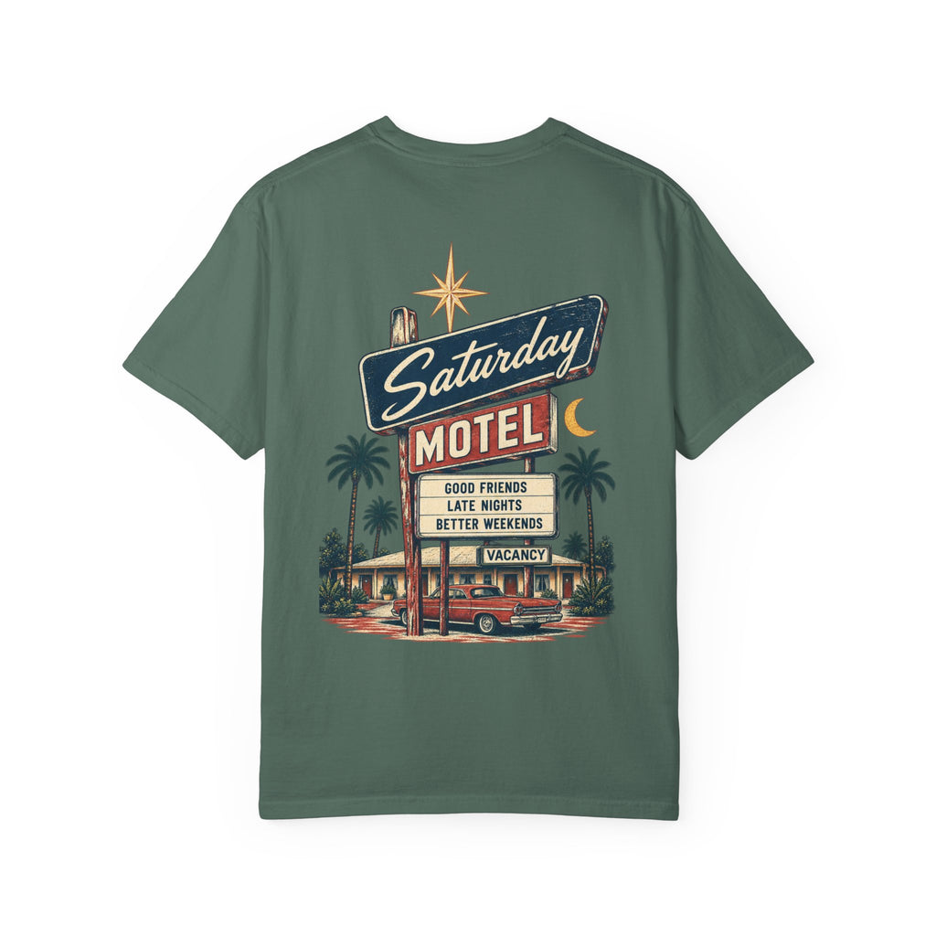 Saturday Motel T-Shirt — Vintage Roadside Sign Retro Tee — product photo
