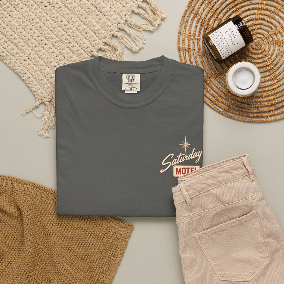 Saturday Motel T-Shirt — Vintage Roadside Sign Retro Tee — product photo