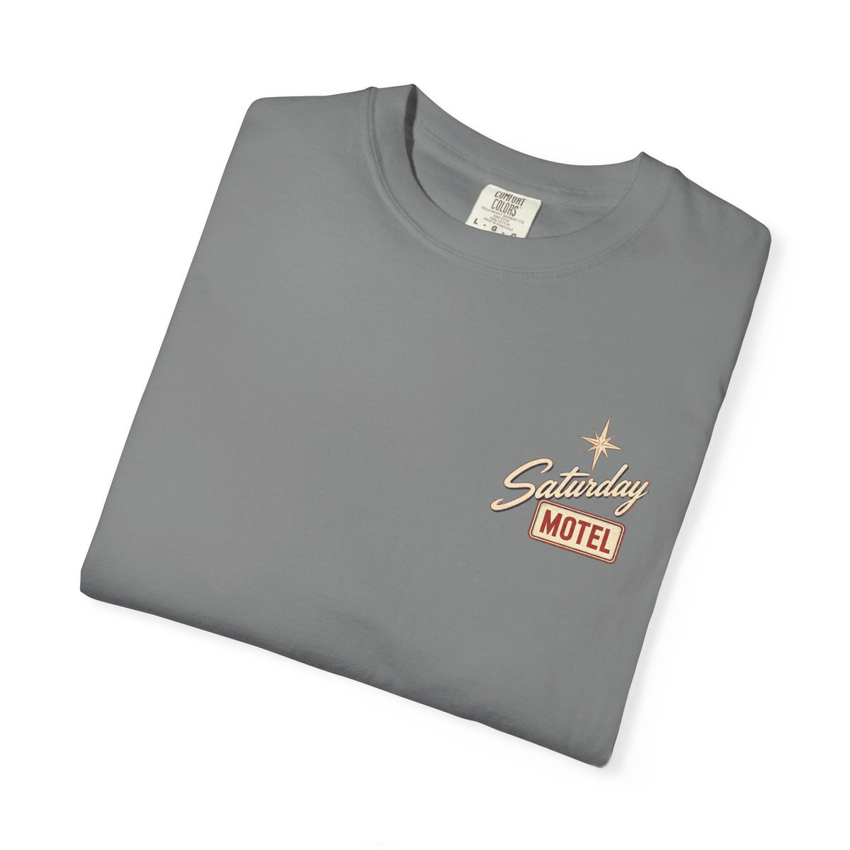 Saturday Motel T-Shirt — Vintage Roadside Sign Retro Tee — product photo