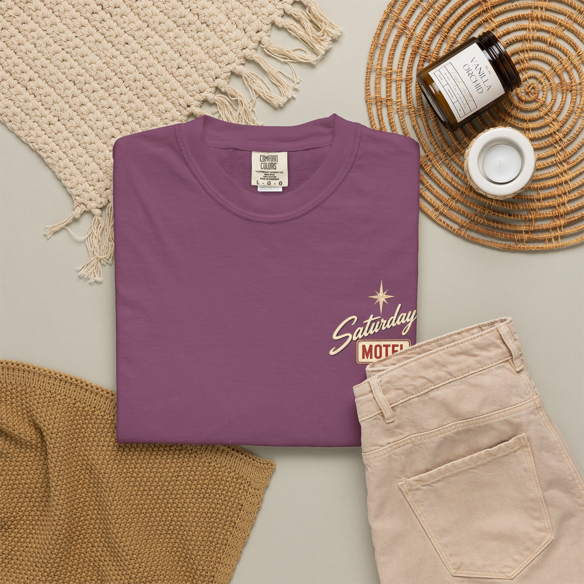 Saturday Motel T-Shirt — Vintage Roadside Sign Retro Tee — product photo