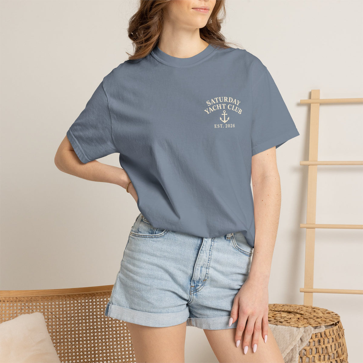 Saturday Yacht Club Sailboat T-Shirt — Nautical Vintage Harbor Graphic Tee — product photo