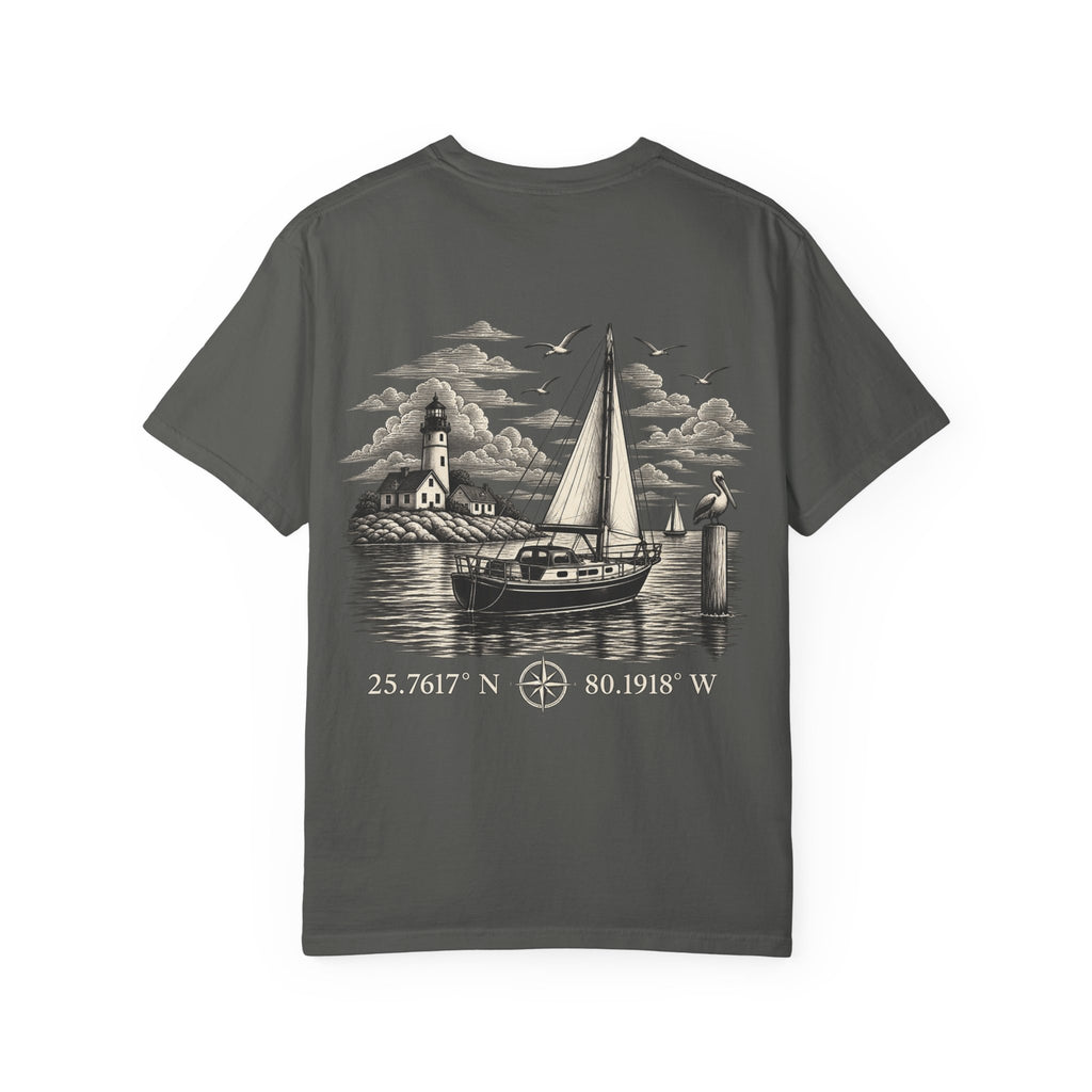 Saturday Yacht Club Sailboat T-Shirt — Nautical Vintage Harbor Graphic Tee — product photo