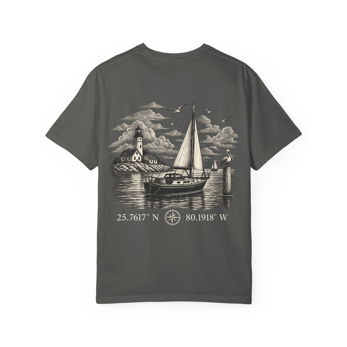 Saturday Yacht Club Sailboat T-Shirt — Nautical Vintage Harbor Graphic Tee — product photo
