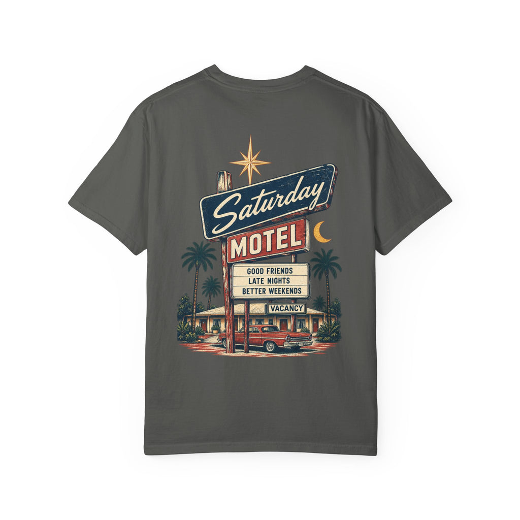 Saturday Motel T-Shirt — Vintage Roadside Sign Retro Tee — product photo