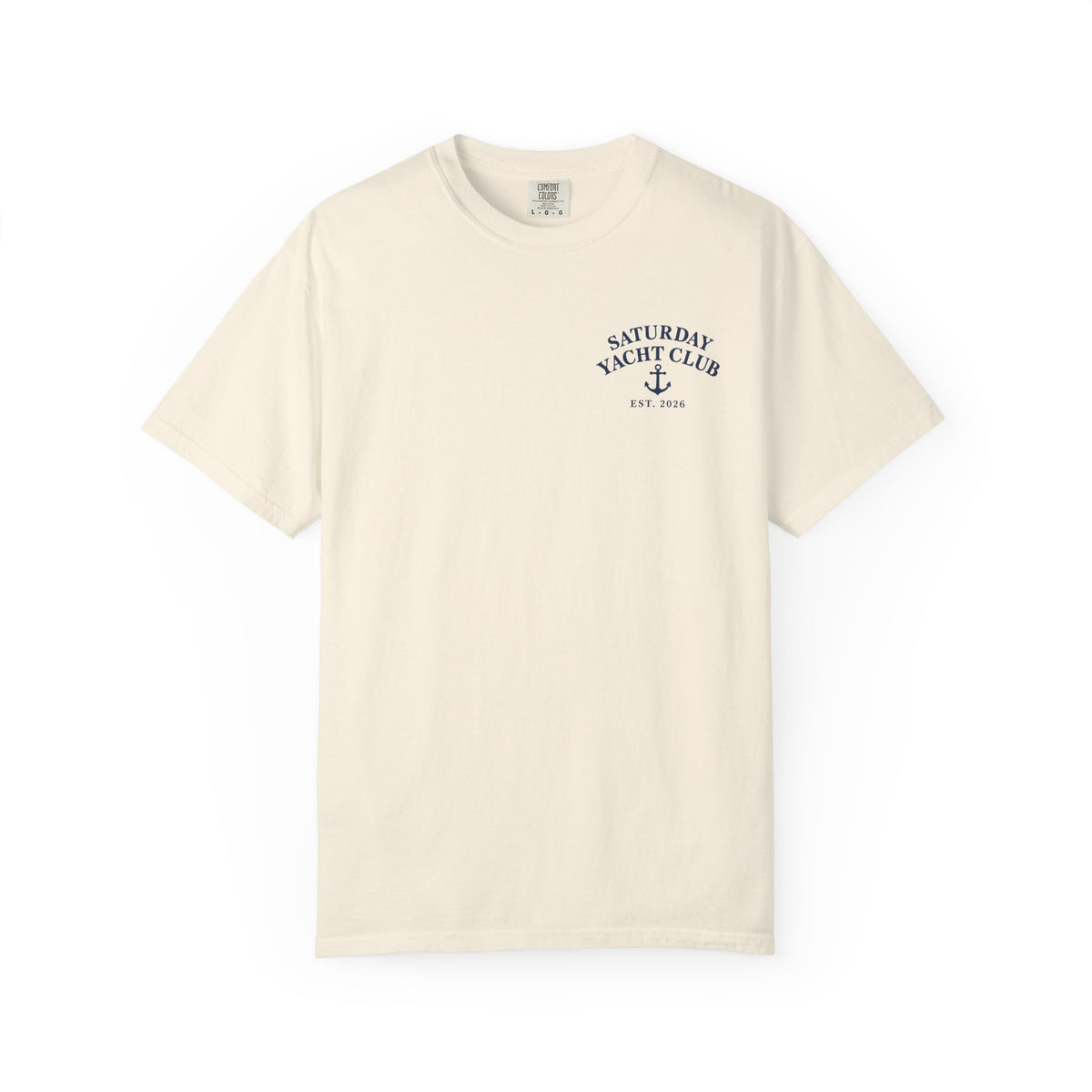 Saturday Yacht Club Sailboat T-Shirt — Nautical Vintage Harbor Graphic Tee — Ivory colorway