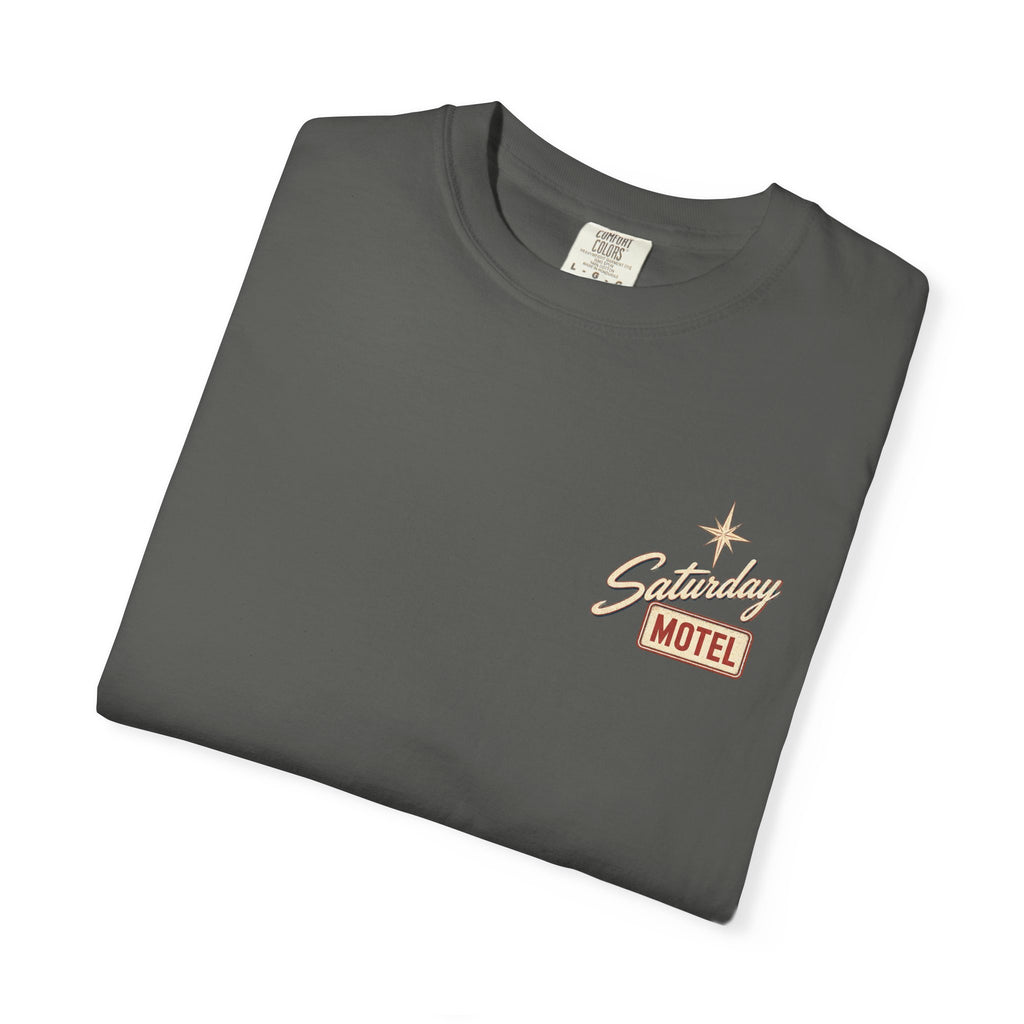Saturday Motel T-Shirt — Vintage Roadside Sign Retro Tee — product photo