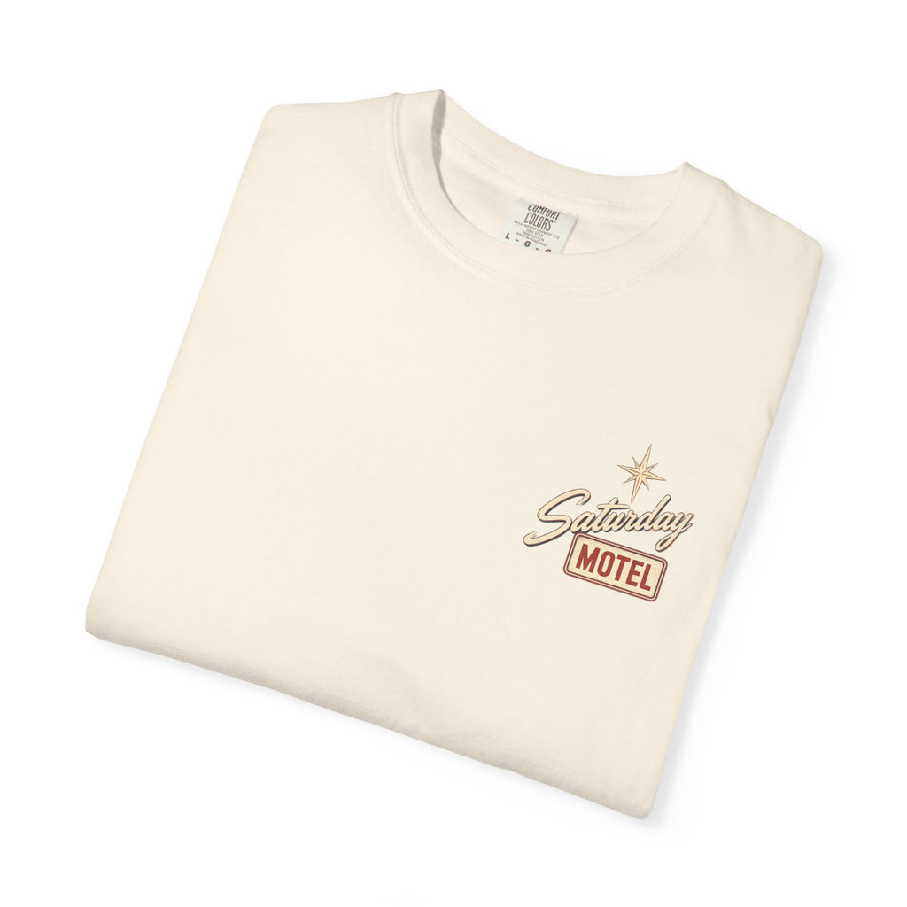 Saturday Motel T-Shirt — Vintage Roadside Sign Retro Tee — product photo