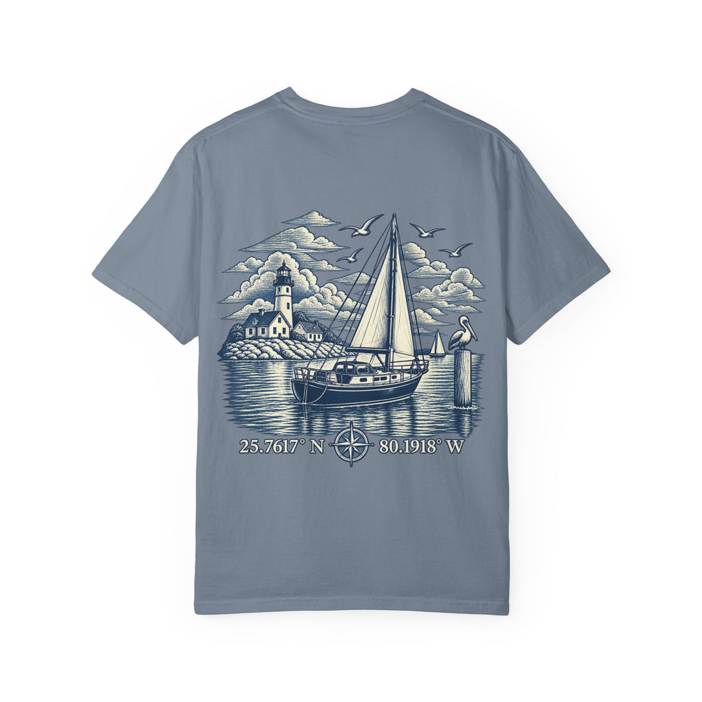 Saturday Yacht Club Sailboat T-Shirt — Nautical Vintage Harbor Graphic Tee — product photo