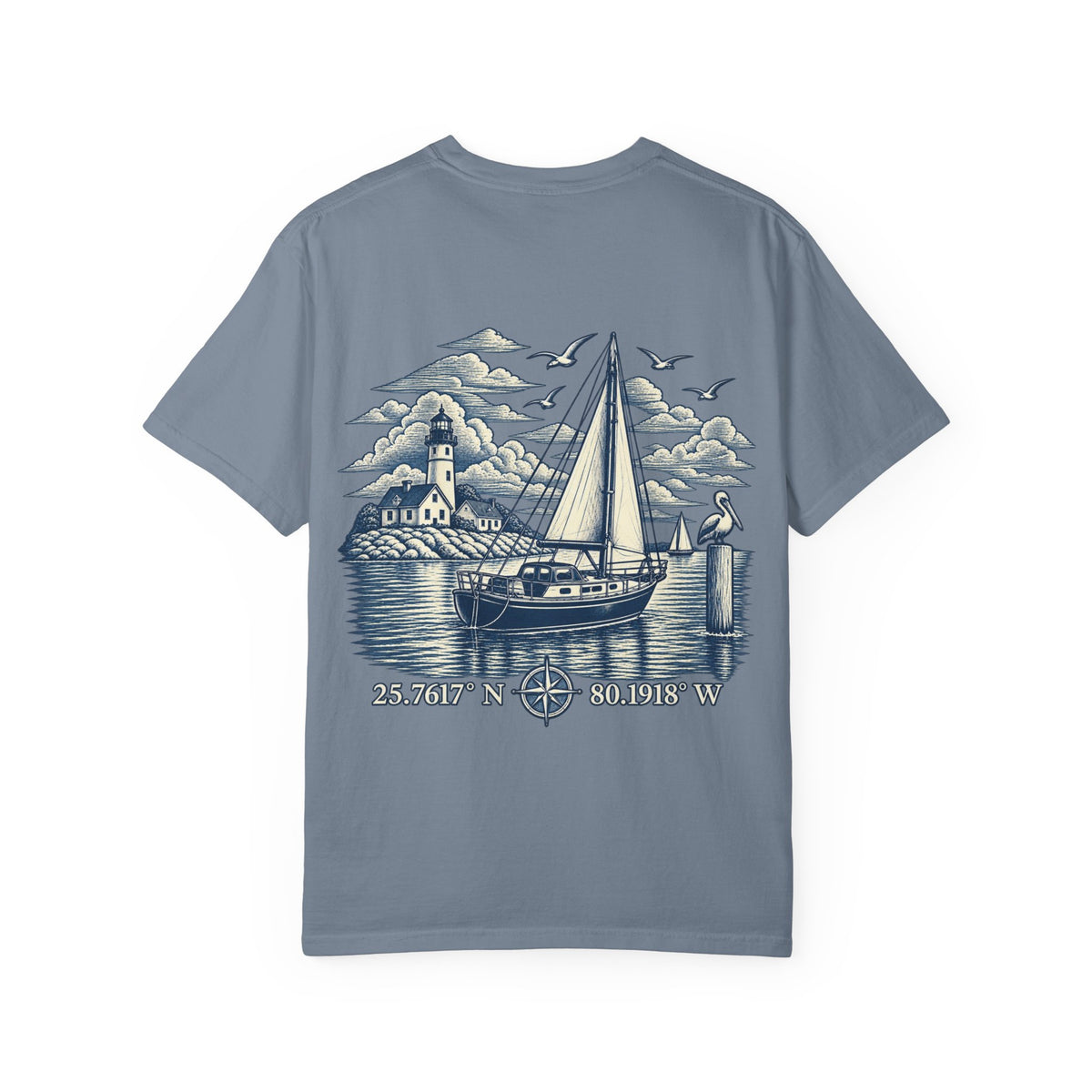 Saturday Yacht Club Sailboat T-Shirt — Nautical Vintage Harbor Graphic Tee — product photo
