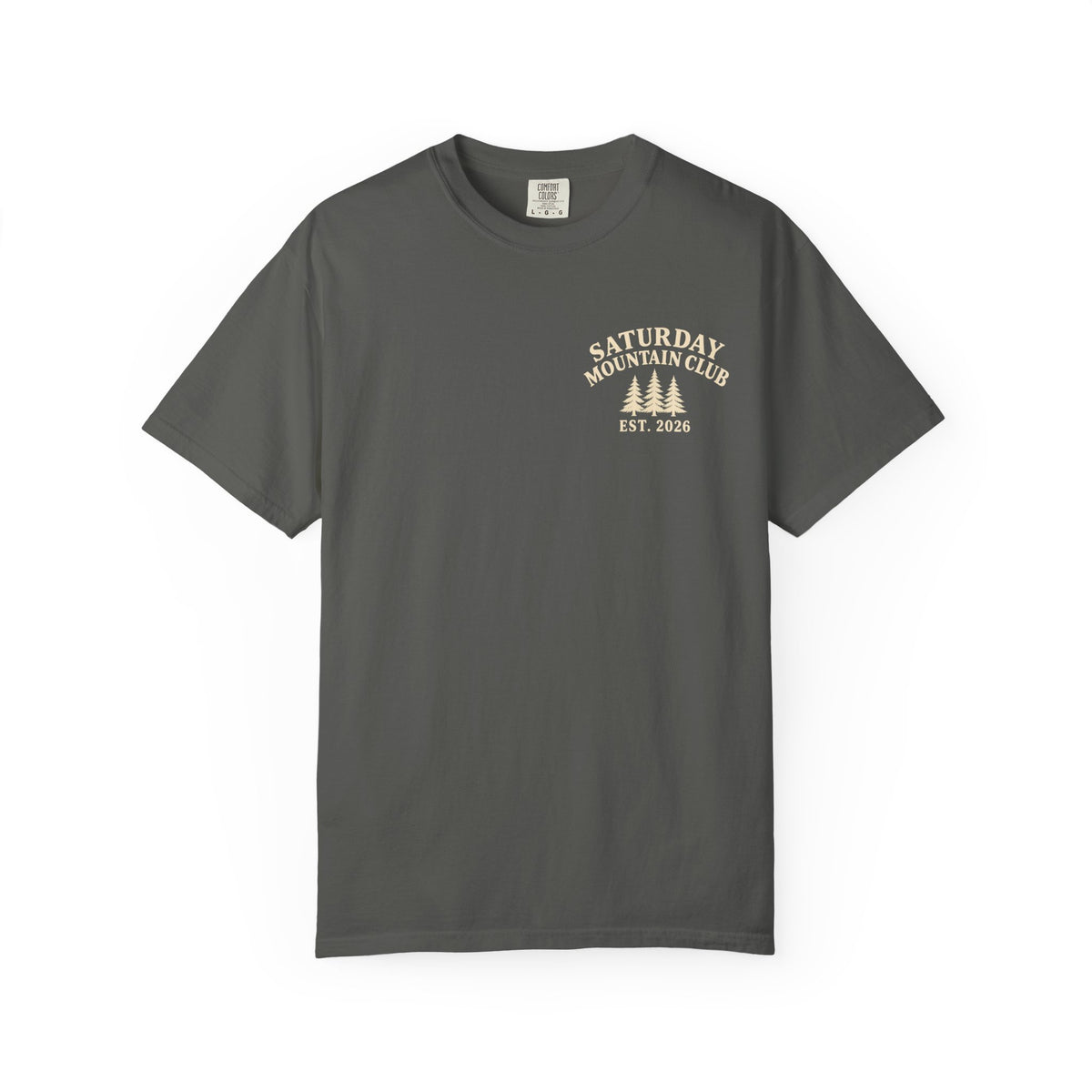 Saturday Mountain Club Camping T-Shirt — Vintage Nighttime Campfire Tee — Pepper colorway