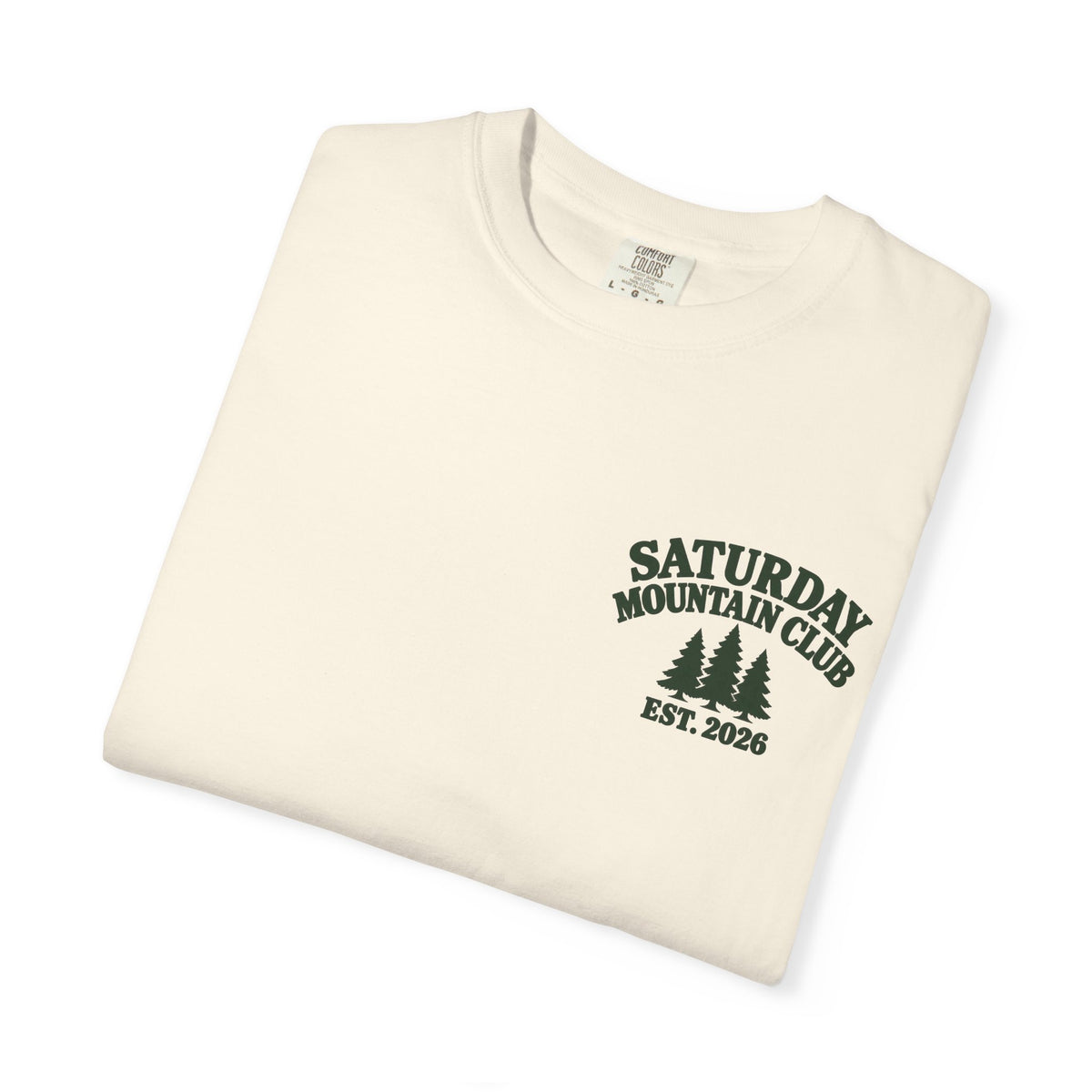 Saturday Mountain Club Camping T-Shirt — Vintage Nighttime Campfire Tee — product photo