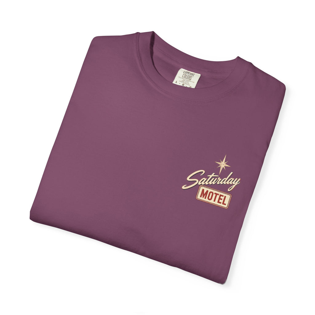 Saturday Motel T-Shirt — Vintage Roadside Sign Retro Tee — product photo