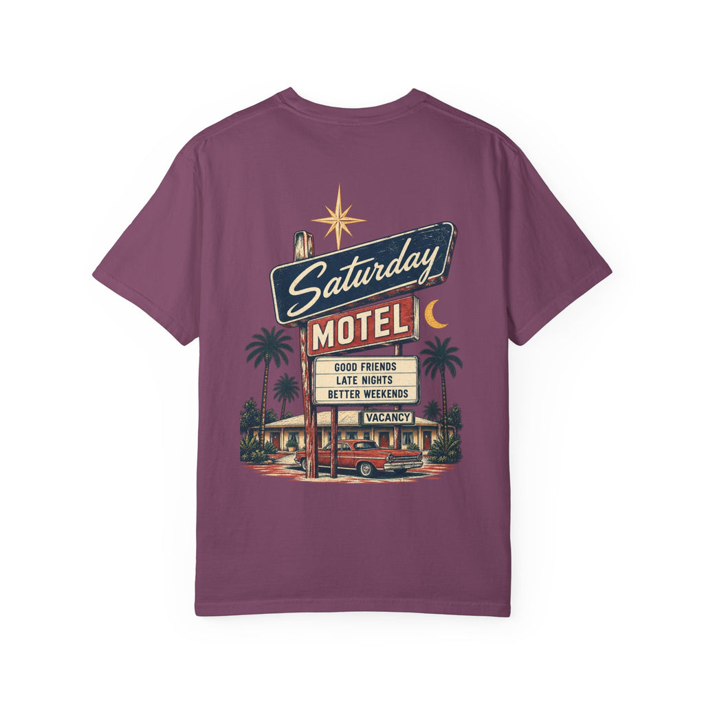 Saturday Motel T-Shirt — Vintage Roadside Sign Retro Tee — product photo