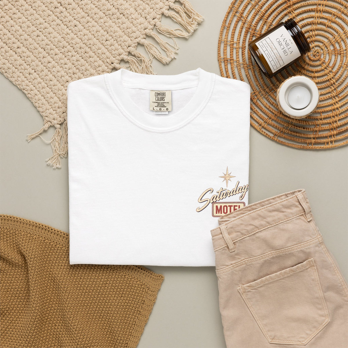 Saturday Motel T-Shirt — Vintage Roadside Sign Retro Tee — product photo