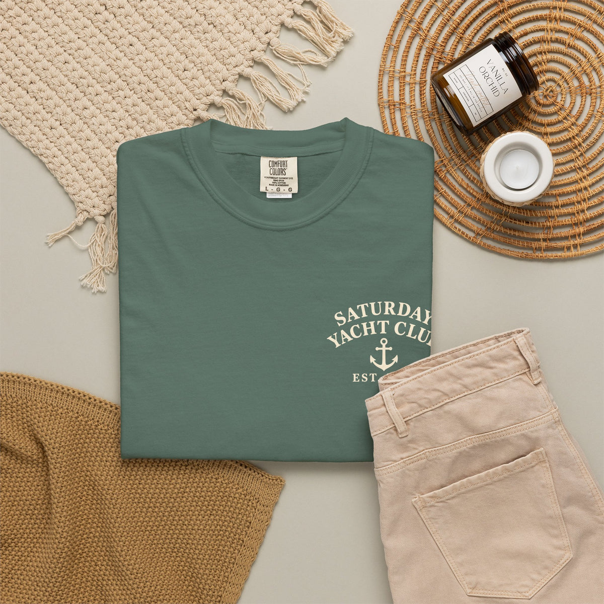Saturday Yacht Club Sailboat T-Shirt — Nautical Vintage Harbor Graphic Tee — product photo