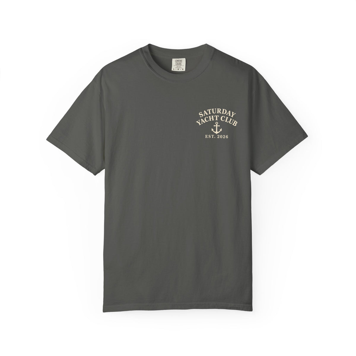 Saturday Yacht Club Sailboat T-Shirt — Nautical Vintage Harbor Graphic Tee — Pepper colorway