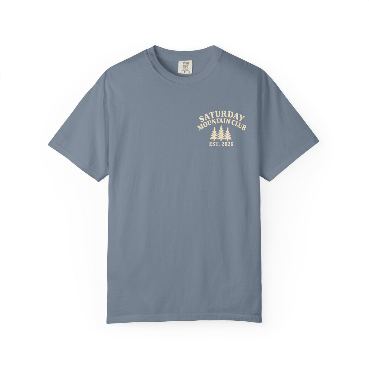 Saturday Mountain Club Camping T-Shirt — Vintage Nighttime Campfire Tee — Blue Jean colorway