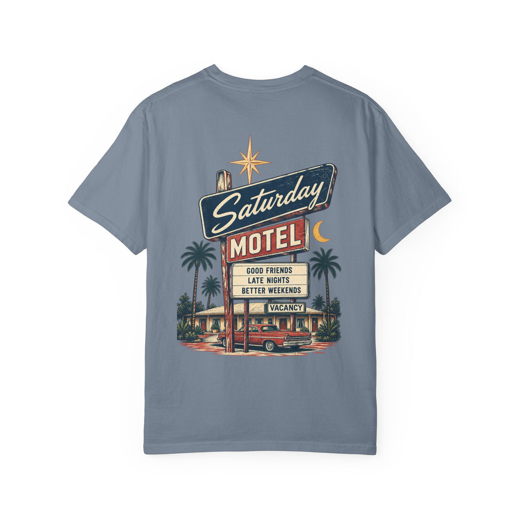 Saturday Motel T-Shirt — Vintage Roadside Sign Retro Tee — product photo