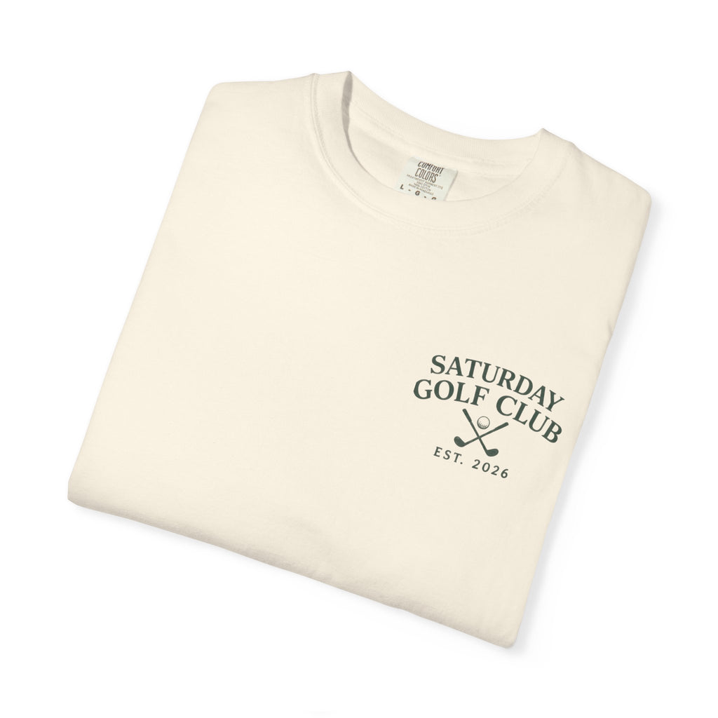 Saturday Golf Club T‑Shirt — Vintage Golf Course Illustration Tee — product photo