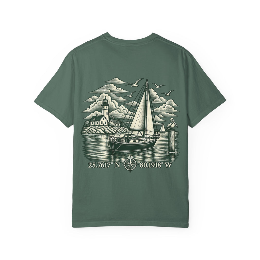 Saturday Yacht Club Sailboat T-Shirt — Nautical Vintage Harbor Graphic Tee — product photo