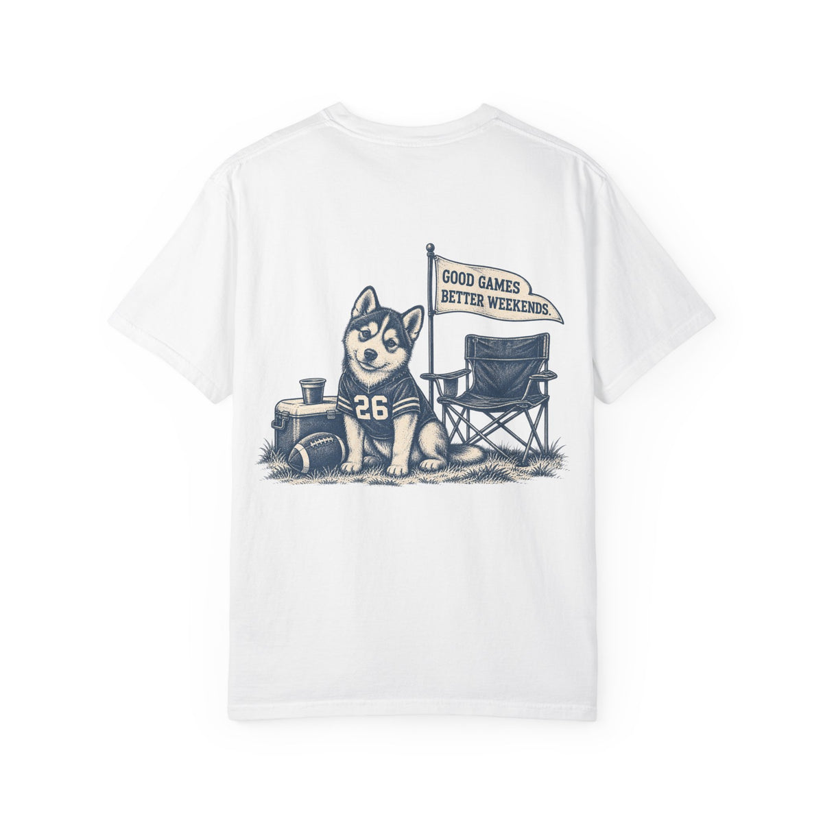Tailgate Club T-Shirt — "Good Games Better Weekends" Husky Tailgate Tee — product photo