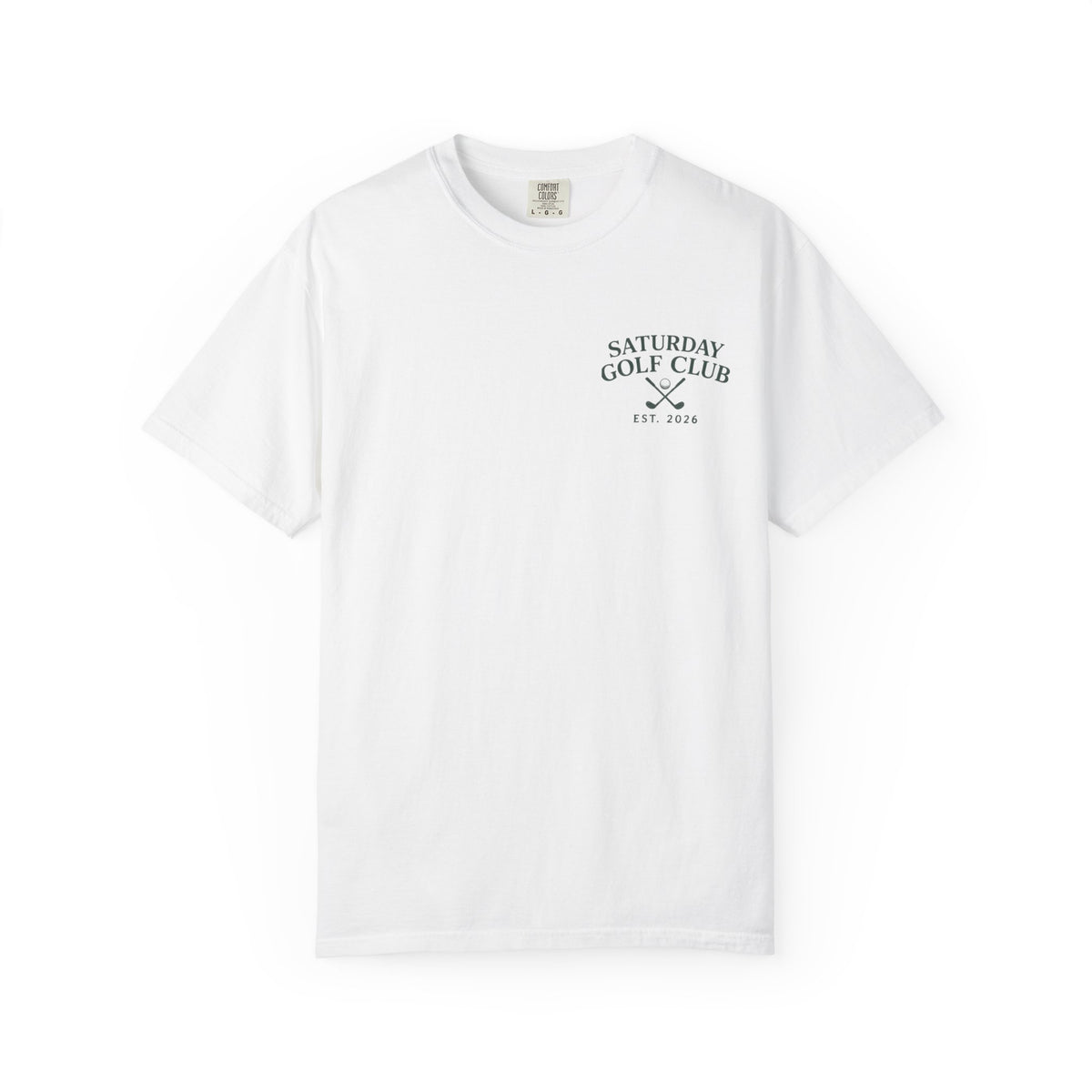 Saturday Golf Club T‑Shirt — Vintage Golf Course Illustration Tee — White colorway