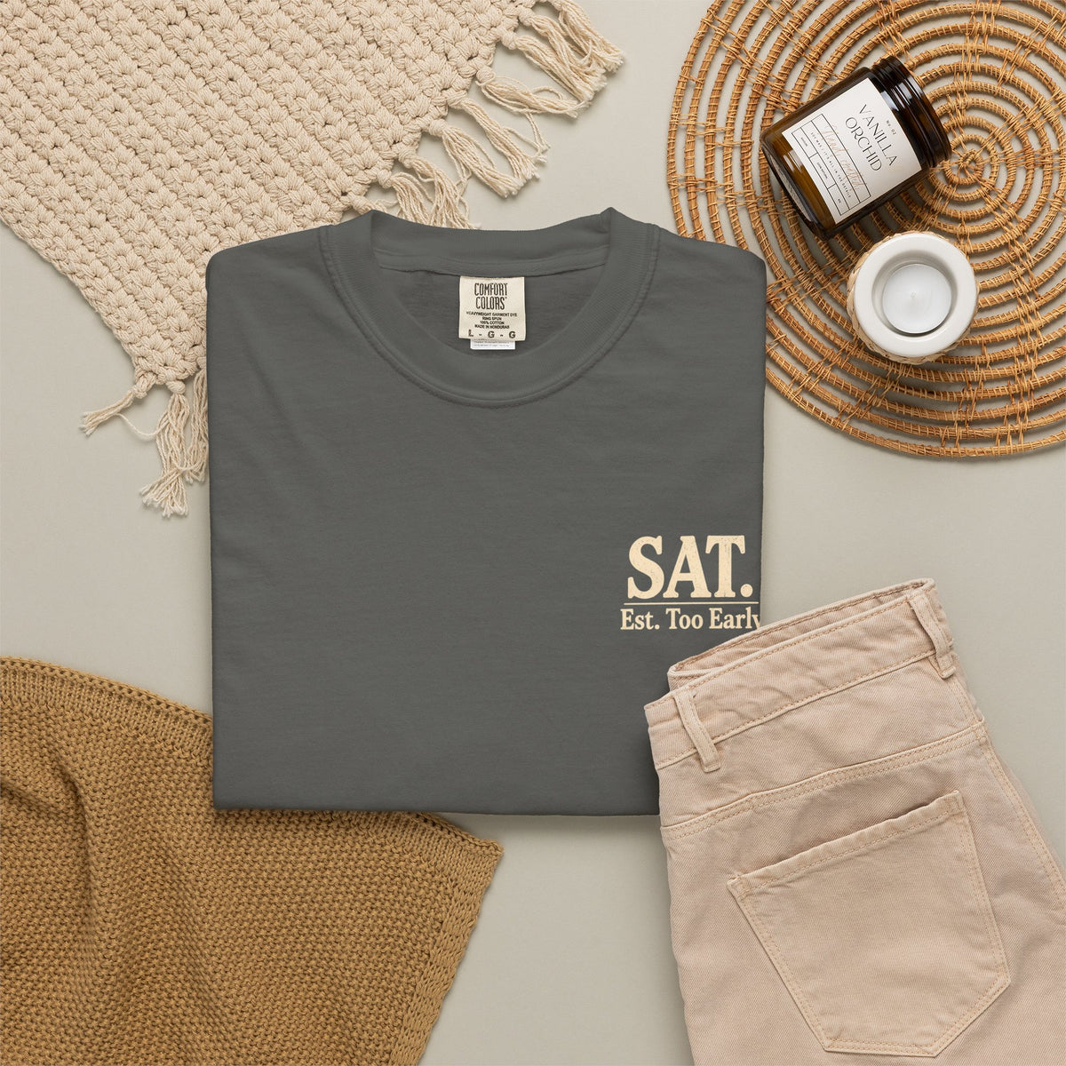 T-Shirt — "Saturday Started Thursday" Beach Sunset Tee — product photo