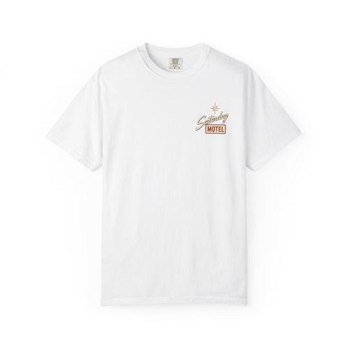 Saturday Motel T-Shirt — Vintage Roadside Sign Retro Tee — White colorway